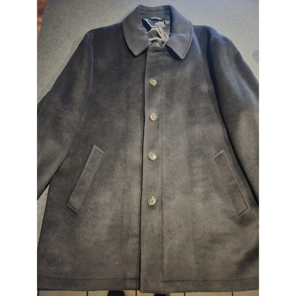 Ralph by Ralph Lauren Black Wool Blend Car Coat Men's 52R Zip Lined Excellent
